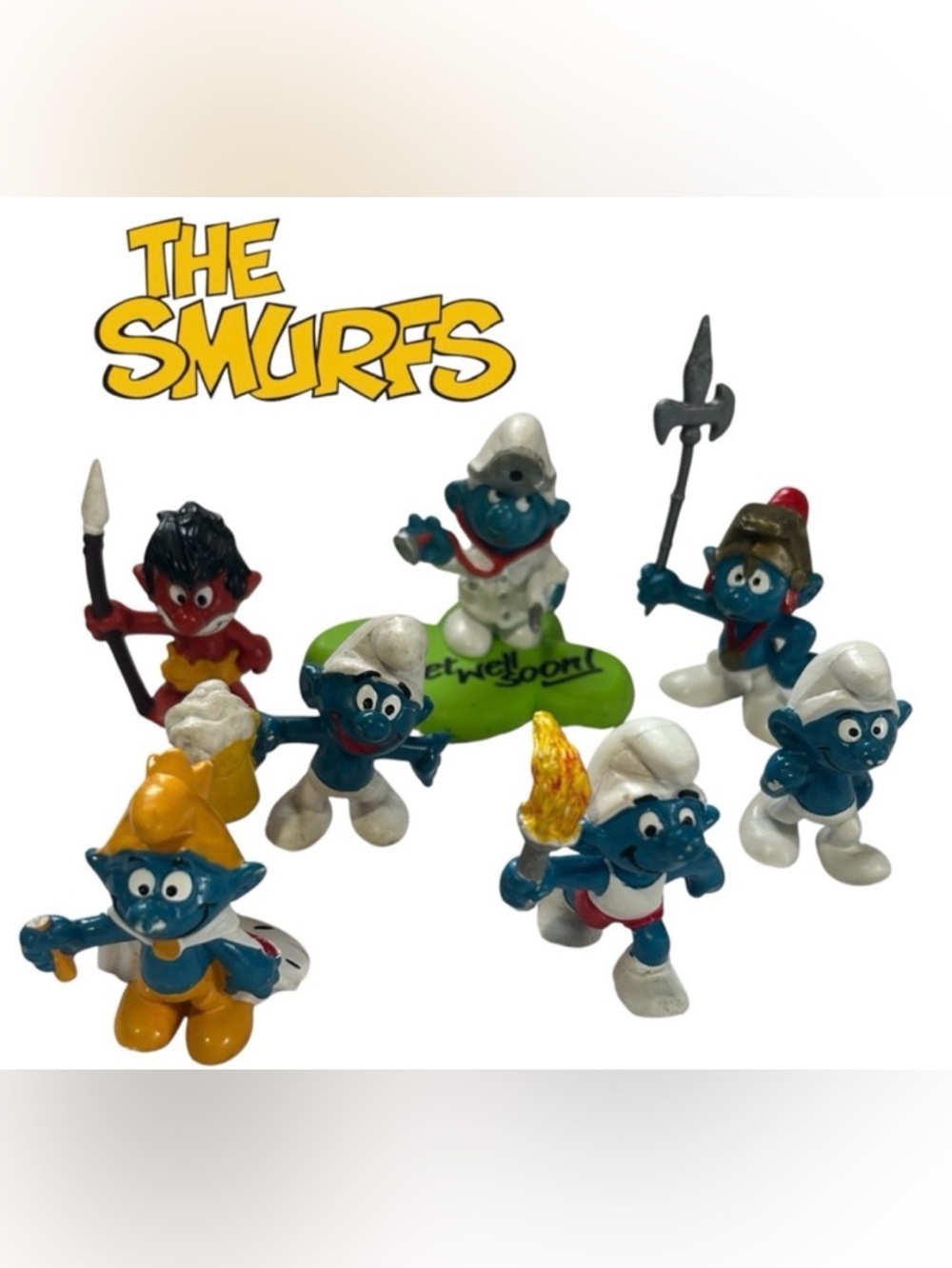 1970S SMURF FIGURINE BUNDLE VINTAGE SCHLEICH PVC TOYS